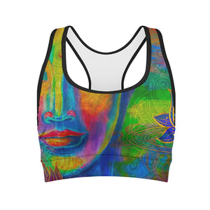 Colorful Buddha Print Women's Sports Bra