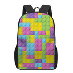 Colorful Building Blocks Pattern Print 17 Inch Backpack