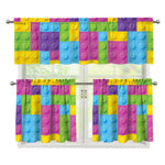 Colorful Building Blocks Pattern Print 3 Piece Kitchen Curtains