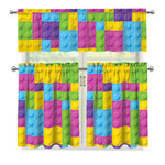 Colorful Building Blocks Pattern Print 3 Piece Kitchen Curtains
