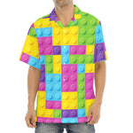 Colorful Building Blocks Pattern Print Aloha Shirt