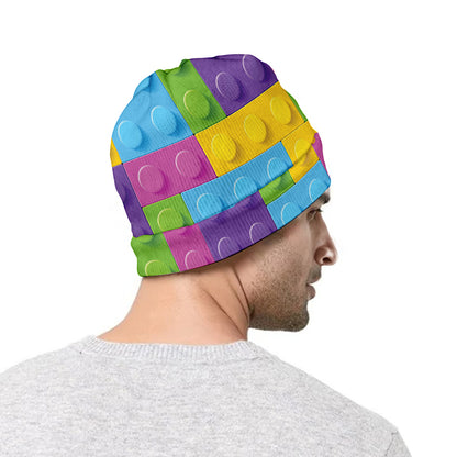 Colorful Building Blocks Pattern Print Beanie