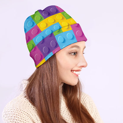 Colorful Building Blocks Pattern Print Beanie