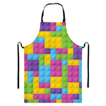 Colorful Building Blocks Pattern Print Bib Apron With Pocket