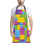 Colorful Building Blocks Pattern Print Bib Apron With Pocket