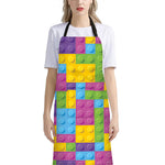 Colorful Building Blocks Pattern Print Bib Apron With Pocket