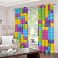 Colorful Building Blocks Pattern Print Dimout Grommet Curtains