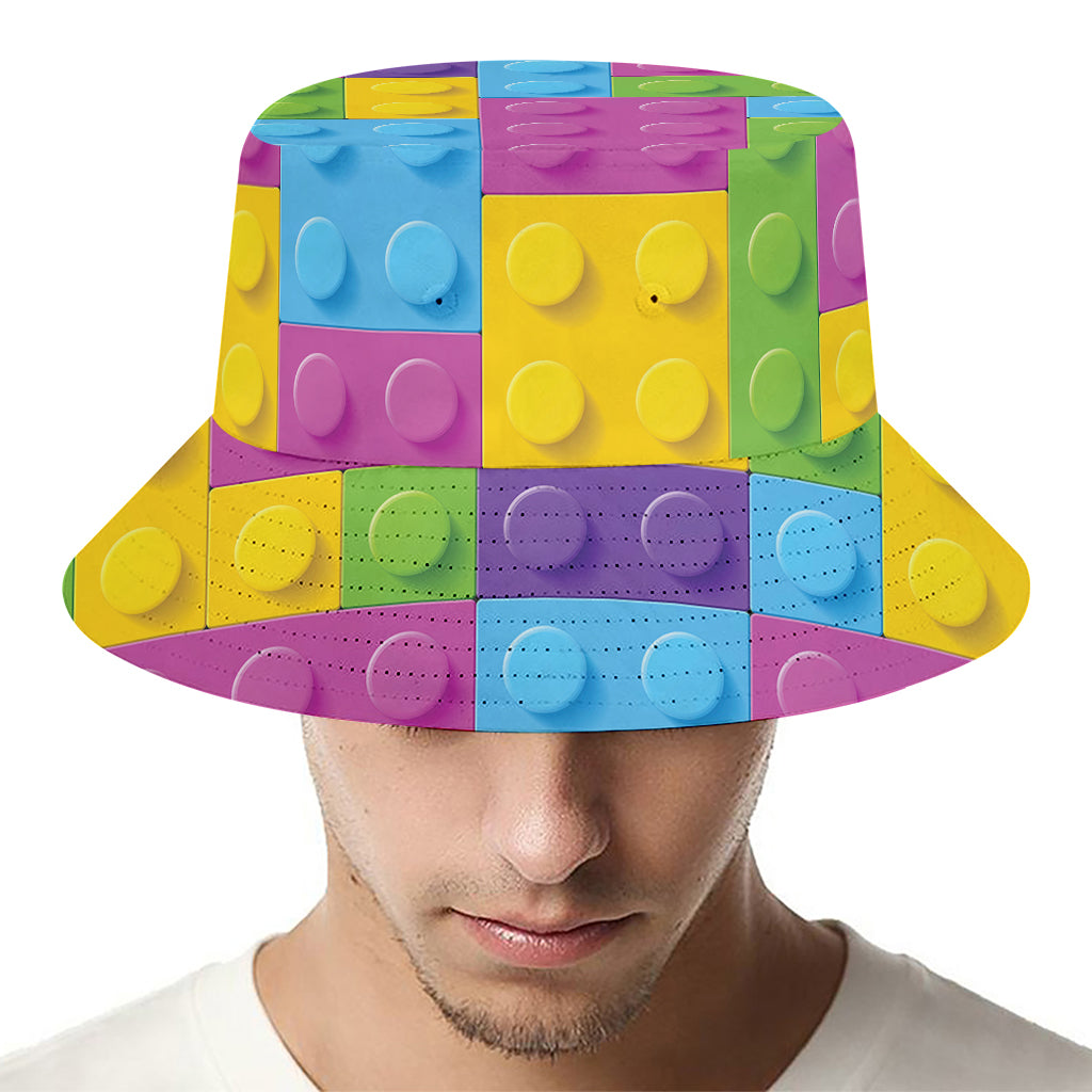 Colorful Building Blocks Pattern Print Bucket Hat