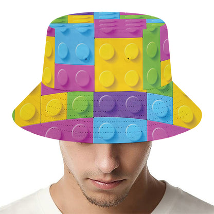 Colorful Building Blocks Pattern Print Bucket Hat