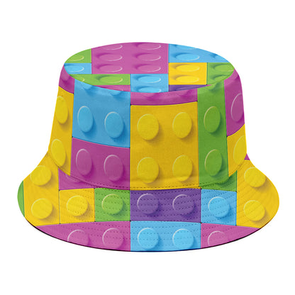 Colorful Building Blocks Pattern Print Bucket Hat