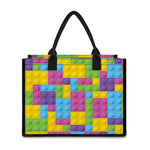 Colorful Building Blocks Pattern Print Canvas Tote Bag