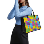 Colorful Building Blocks Pattern Print Canvas Tote Bag