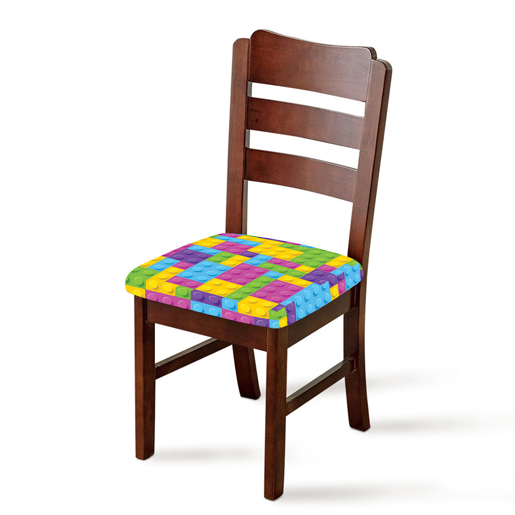 Colorful Building Blocks Pattern Print Chair Cushion Cover