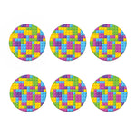 Colorful Building Blocks Pattern Print Coaster Set