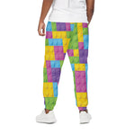 Colorful Building Blocks Pattern Print Cotton Pants