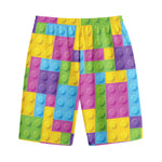 Colorful Building Blocks Pattern Print Cotton Shorts