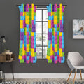 Colorful Building Blocks Pattern Print Grommet Curtain Panels