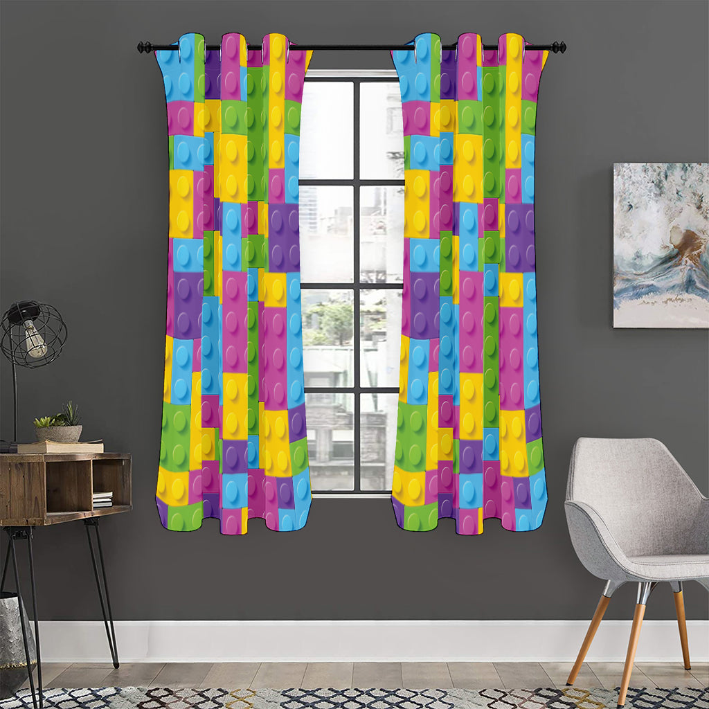 Colorful Building Blocks Pattern Print Curtain