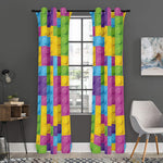 Colorful Building Blocks Pattern Print Curtain