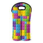 Colorful Building Blocks Pattern Print Double Neoprene Wine Tote