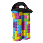 Colorful Building Blocks Pattern Print Double Neoprene Wine Tote