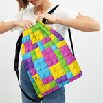 Colorful Building Blocks Pattern Print Drawstring Backpack