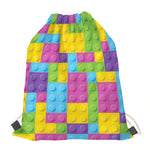 Colorful Building Blocks Pattern Print Drawstring Bag