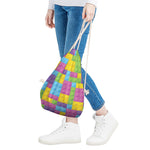Colorful Building Blocks Pattern Print Drawstring Bag