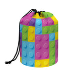 Colorful Building Blocks Pattern Print Drawstring Makeup Bag