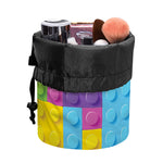 Colorful Building Blocks Pattern Print Drawstring Makeup Bag