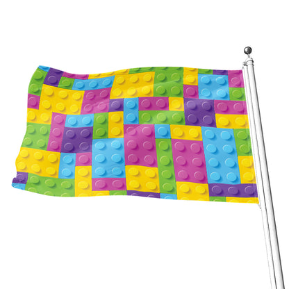 Colorful Building Blocks Pattern Print Flag