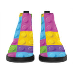 Colorful Building Blocks Pattern Print Flat Ankle Boots