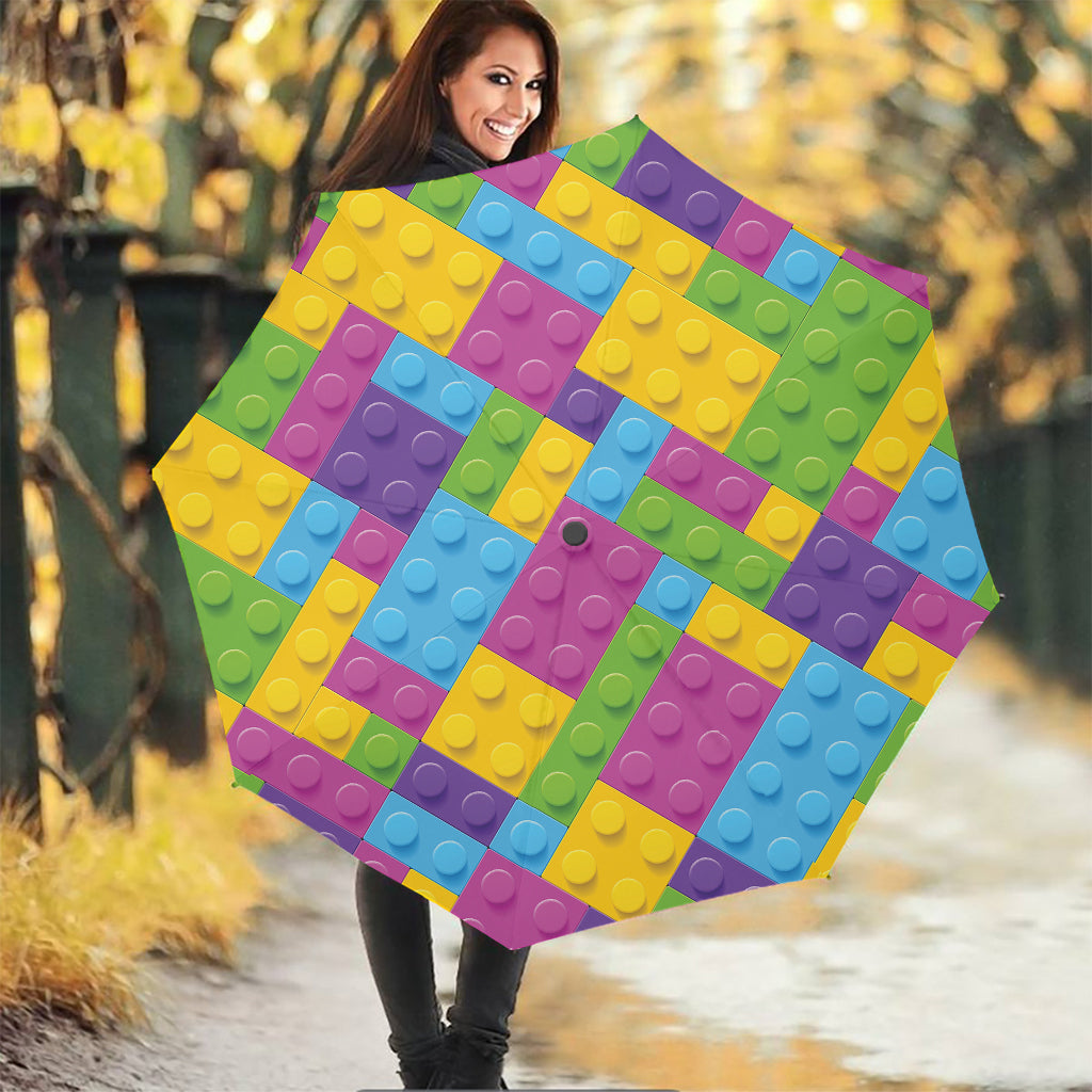 Colorful Building Blocks Pattern Print Foldable Umbrella