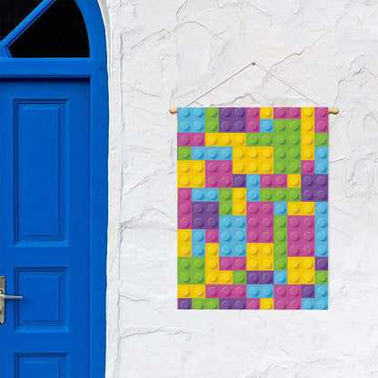 Colorful Building Blocks Pattern Print Garden Flag