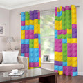 Colorful Building Blocks Pattern Print Grommet Curtains