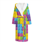 Colorful Building Blocks Pattern Print Hooded Bathrobe