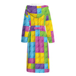 Colorful Building Blocks Pattern Print Hooded Bathrobe