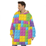 Colorful Building Blocks Pattern Print Hoodie Blanket