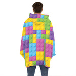 Colorful Building Blocks Pattern Print Hoodie Blanket