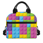 Colorful Building Blocks Pattern Print Insulated Lunch Bag