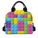Colorful Building Blocks Pattern Print Insulated Lunch Bag