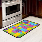 Colorful Building Blocks Pattern Print Kitchen Mat