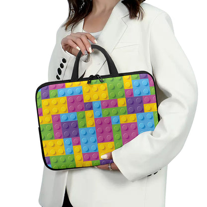 Colorful Building Blocks Pattern Print Laptop Sleeve With Handle
