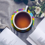 Colorful Building Blocks Pattern Print Leather Coaster Set