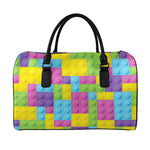 Colorful Building Blocks Pattern Print Leather Duffle Bag