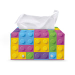 Colorful Building Blocks Pattern Print Leather Tissue Box Cover