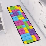 Colorful Building Blocks Pattern Print Long Kitchen Mat