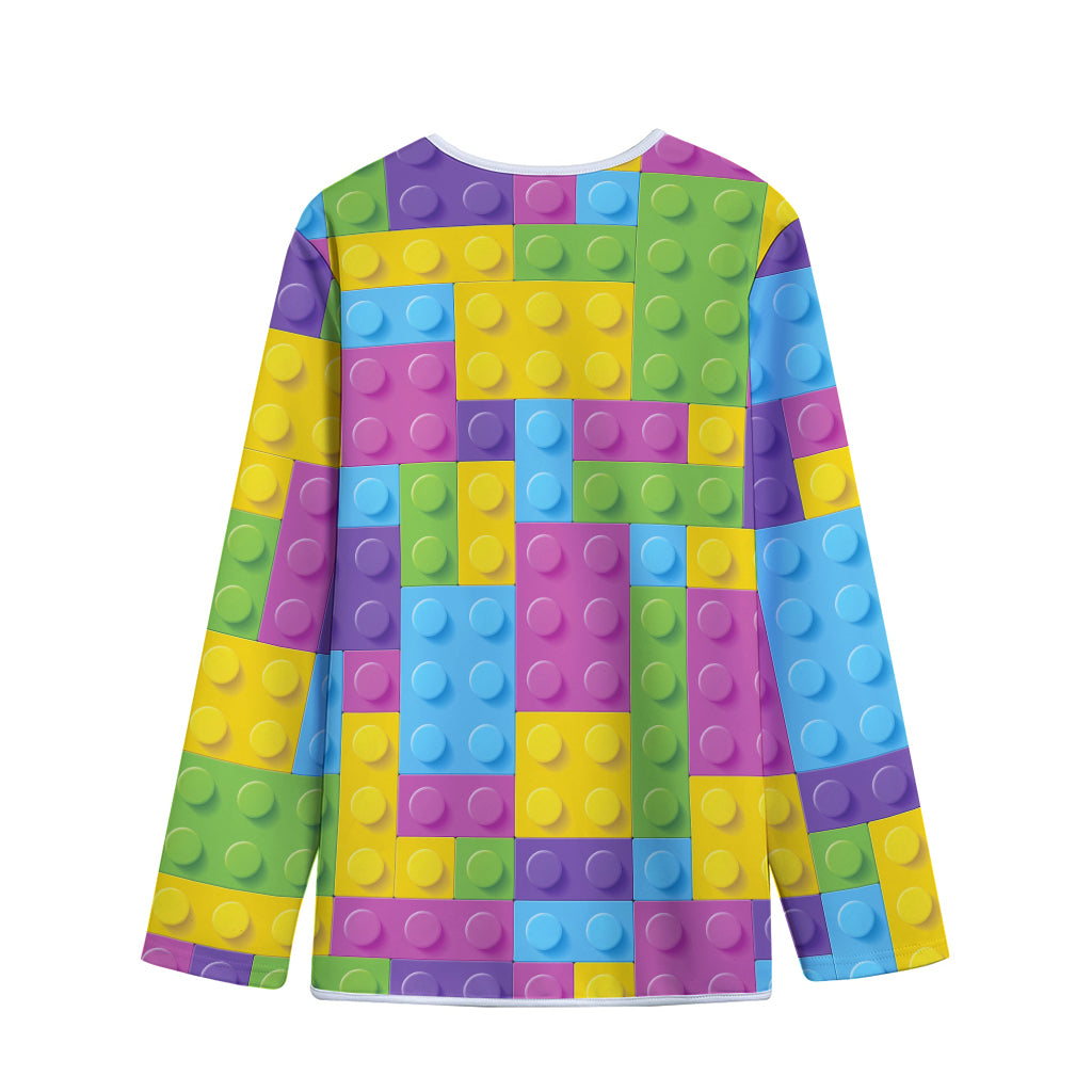 Colorful Building Blocks Pattern Print Long Sleeve Short Coat