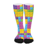 Colorful Building Blocks Pattern Print Long Socks