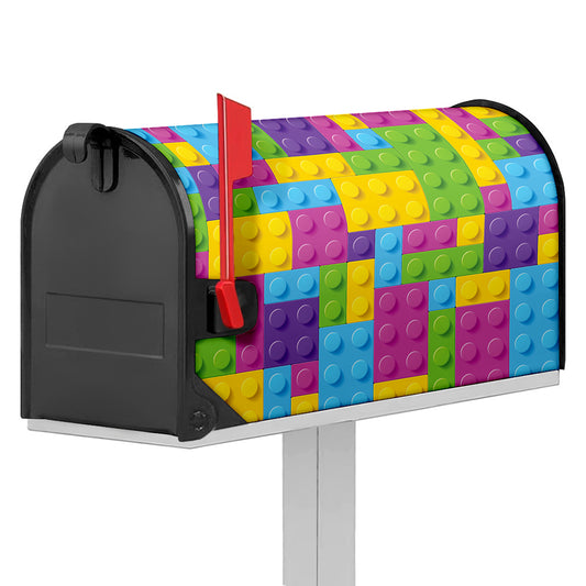 Colorful Building Blocks Pattern Print Mailbox Cover